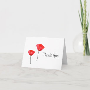 Tarjeta De Agradecimiento Dos amapolas acuarelas rojas