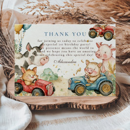 Tarjeta De Agradecimiento Dos animales de granja rápida en segundo cumpleaño
