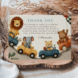 Tarjeta De Agradecimiento Dos animales de safari rápido segundo cumpleaños