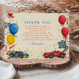 Tarjeta De Agradecimiento Dos autos de carrera rápida segundo cumpleaños