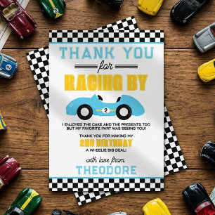 Tarjeta De Agradecimiento Dos Autos de Carrera Rápidos Cumpleaños 2