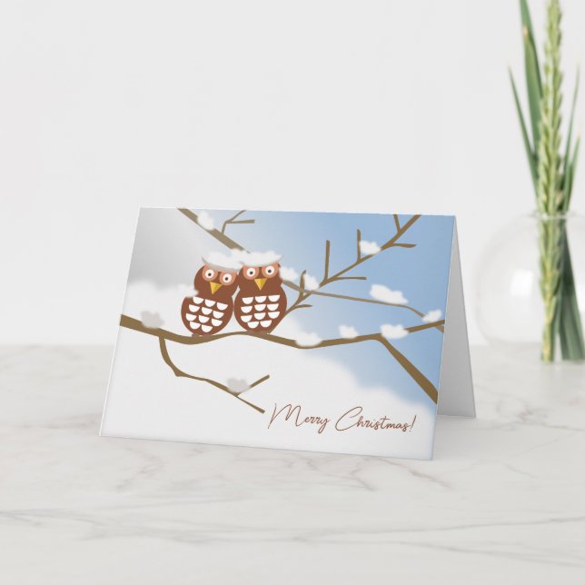 Tarjeta De Agradecimiento Dos búhos Navidades de búho barato de vacaciones (Anverso)