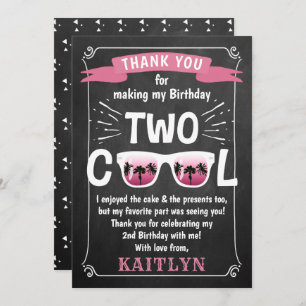 Tarjeta De Agradecimiento Dos Chicas de Guay Chalkboard segundo cumpleaños