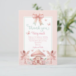 Tarjeta De Agradecimiento Dos Chicas de hadas hongos Casa de hongos Cumpleañ