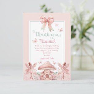 Tarjeta De Agradecimiento Dos Chicas de hadas hongos Casa de hongos Cumpleañ