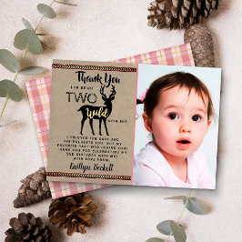 Tarjeta De Agradecimiento Dos Chicas silvestres de Woodland Deer Foto de cum