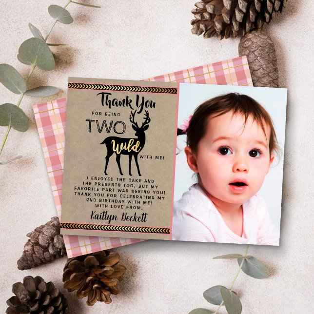 Tarjeta De Agradecimiento Dos Chicas silvestres de Woodland Deer Foto de cum (Subido por el creador)