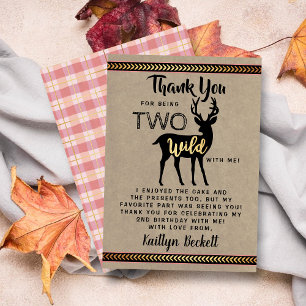 Tarjeta De Agradecimiento Dos Chicas silvestres Woodland Deer segundo cumple