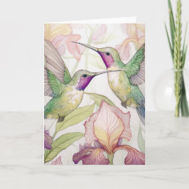 Tarjeta De Agradecimiento Dos colibríes con un iris melocotón