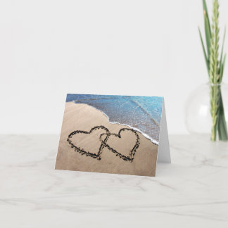 Tarjeta De Agradecimiento Dos corazones en la arena Notecards