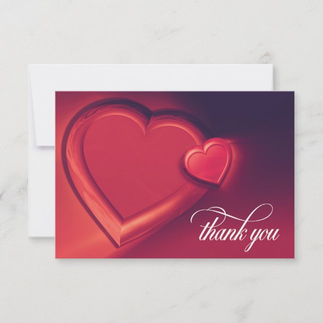 Tarjeta De Agradecimiento Dos corazones le agradecen cardar (la versión 1) (Anverso)