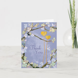 Tarjeta De Agradecimiento Dos corazones Rústico Polvo Azul Boda Gracias