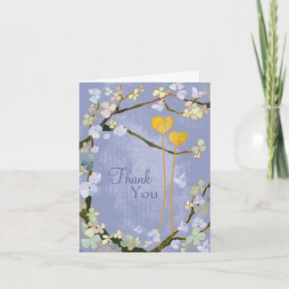 Tarjeta De Agradecimiento Dos corazones Rústico Polvo Azul Boda Gracias