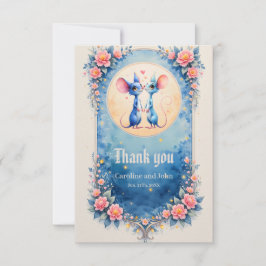 Tarjeta De Agradecimiento Dos corazones, un amor – Ratones de boda.