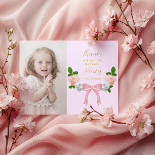 Tarjeta De Agradecimiento Dos cumpleaños floral Fancy Bow