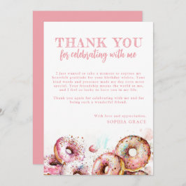 Tarjeta De Agradecimiento Dos dulces Chicas de donut rosados segundo cumplea