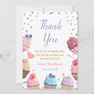 Tarjeta De Agradecimiento Dos dulces pasteles Fiestas de golosinas de cumple