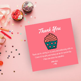 Tarjeta De Agradecimiento Dos dulces temas de cumpleaños Chica de pastelitos