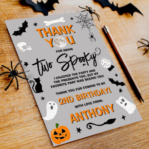 Tarjeta De Agradecimiento Dos espeluznantes! Cumpleaños 2º de Halloween