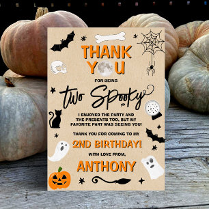 Tarjeta De Agradecimiento Dos espeluznantes! Cumpleaños 2 Halloween