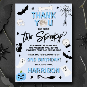 Tarjeta De Agradecimiento Dos espeluznantes! Cumpleaños de Halloween de niño