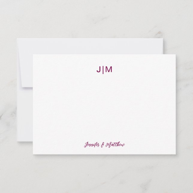 Tarjeta De Agradecimiento Dos Estacionamientos Monogramas Iniciales Pareja N (Anverso)