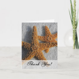 Tarjeta De Agradecimiento Dos Estrellas de Mar en la Arena, Boda en la Playa