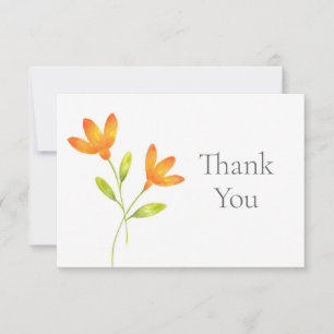Tarjeta De Agradecimiento Dos Flores de Acuarela Naranja