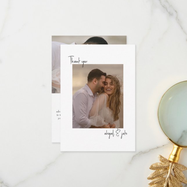 Tarjeta De Agradecimiento Dos fotos Boda Mensaje Gracias (Anverso/Reverso In Situ)