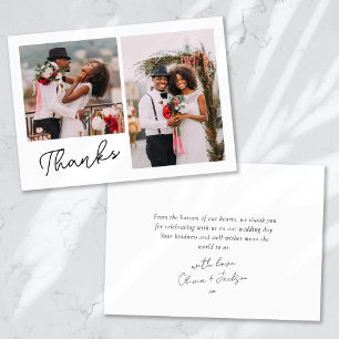Tarjeta De Agradecimiento Dos fotos gracias Boda