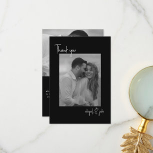 Tarjeta De Agradecimiento Dos fotos negras mensaje Boda Gracias