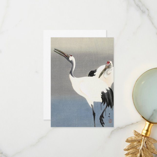 Tarjeta De Agradecimiento Dos grullas de Ohara Koson (Anverso/Reverso In Situ)