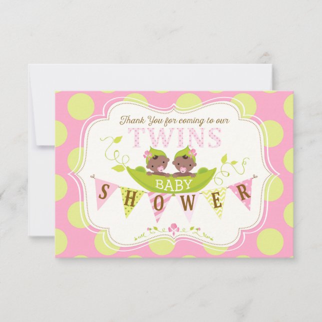 Tarjeta De Agradecimiento Dos guisantes en chicas africanos de un gemelo de (Anverso)