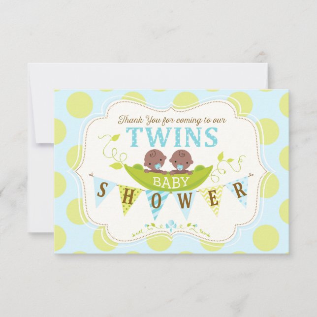 Tarjeta De Agradecimiento Dos guisantes en muchachos gemelos africanos de (Anverso)