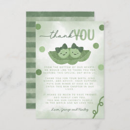 Tarjeta De Agradecimiento Dos guisantes en un Baby Shower Chica gemelo Pod