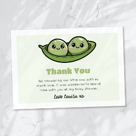 Tarjeta De Agradecimiento Dos guisantes en un Baby Shower gemelo de Pod