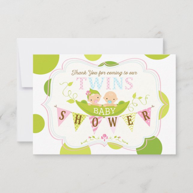 Tarjeta De Agradecimiento Dos guisantes en una vaina hermanan al muchacho (Anverso)