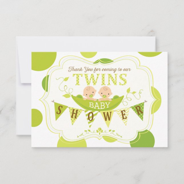 Tarjeta De Agradecimiento Dos guisantes en una vaina hermanan le agradecen (Anverso)