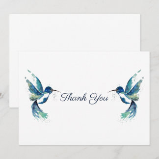 Tarjeta De Agradecimiento Dos Hummingájaros Azules