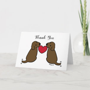 Tarjeta De Agradecimiento Dos labradores de chocolate con corazón gracias