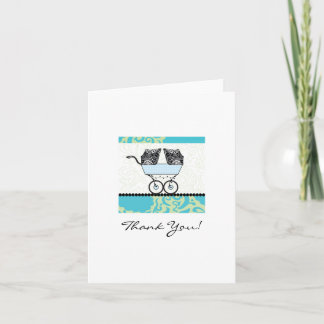 Tarjeta De Agradecimiento Dos niños gemelos Baby Shower Gracias - Azul