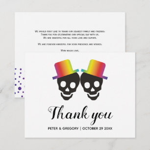 Tarjeta De Agradecimiento Dos novios y confeti boda gay