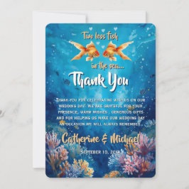 Tarjeta De Agradecimiento Dos Peces Menos En El Mar Boda Submarina