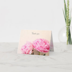 Tarjeta De Agradecimiento Dos peonías rosadas gracias