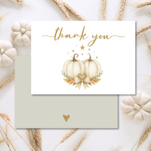 Tarjeta De Agradecimiento Dos Pequeñas Calabazas Gemelas Baby Shower Agradec