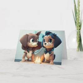 Tarjeta De Agradecimiento Dos pequeños cachorros pequeños y pequeños que cel