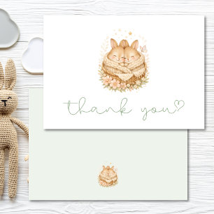 Tarjeta De Agradecimiento Dos Pequeños Conejos Gemelos Baby Shower Gracias