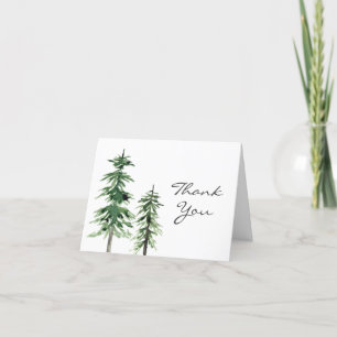 Tarjeta De Agradecimiento Dos Pinos Acuarelas