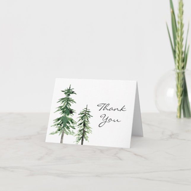 Tarjeta De Agradecimiento Dos Pinos Acuarelas (Anverso)