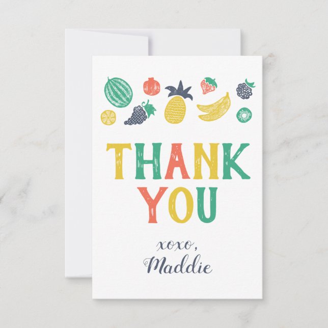 Tarjeta De Agradecimiento Dos Tti Fruiti Segundo Cumpleaños Gracias (Anverso)